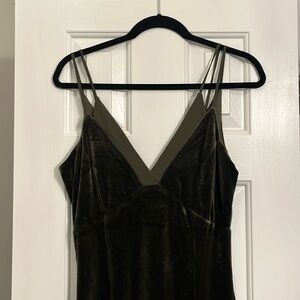 Lulus Immensely Glam Olive Green Velvet Backless Maxi Dress